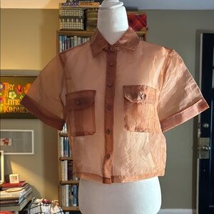Forever 21 Orange Casual Button Down Shirt
